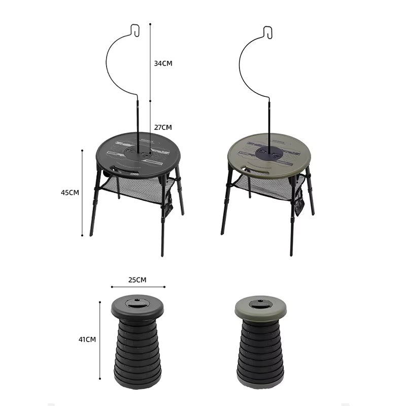 山趣（やましゅみ） SHINETRIP シャイントリップ ST-05 Series High Low Tactical Round Table Set ハイロー切替 タクティカルラウンドテーブルセット