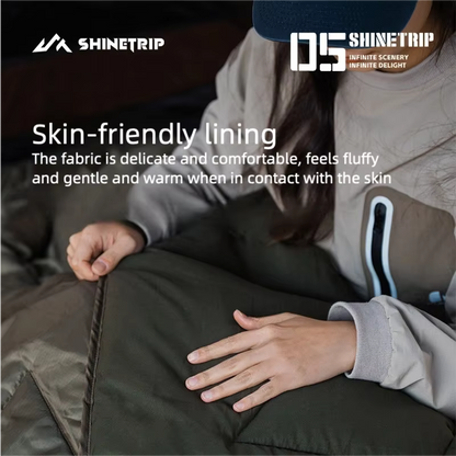 山趣（ShineTrip）05シリーズ シールスリーピングバッグ G160 G230 G300 220×80cm（ブラック／グリーン）