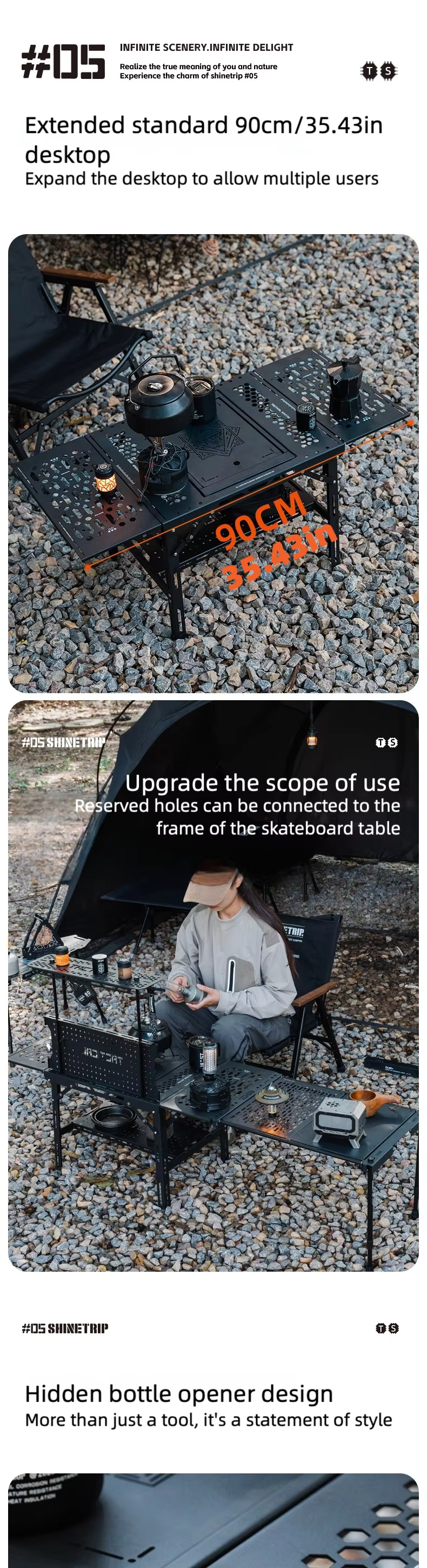 山趣（やましゅみ） SHINETRIP シャイントリップ #05 Series Dark Wing Tactical Folding Table ダークウィング タクティカル フォールディングテーブル システム（A563-H00 / A563-H01 / A563-H02 / A563-H03）