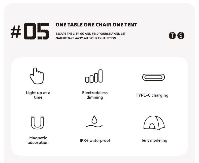 山趣（ShineTrip） ST-05シリーズ テント ナイトライト IPX4（グリーン／サンド／グレー）