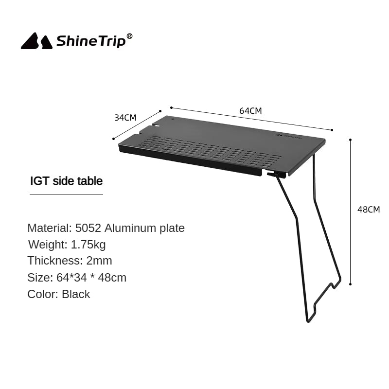 SHINETRIP 5052アルミ サイドテーブル 拡張ボード連結対応（折りたたみ）A455-T00