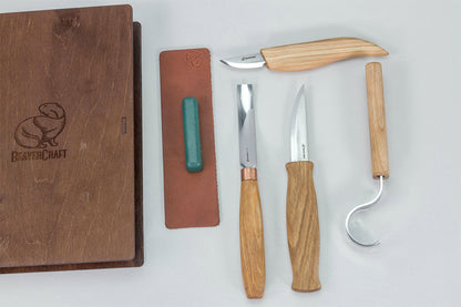 ビーバークラフト ブックボックス スプーンとククサの彫刻セット 4本セット Beaver Craft S43 book Spoon and Kuksa Carving Set