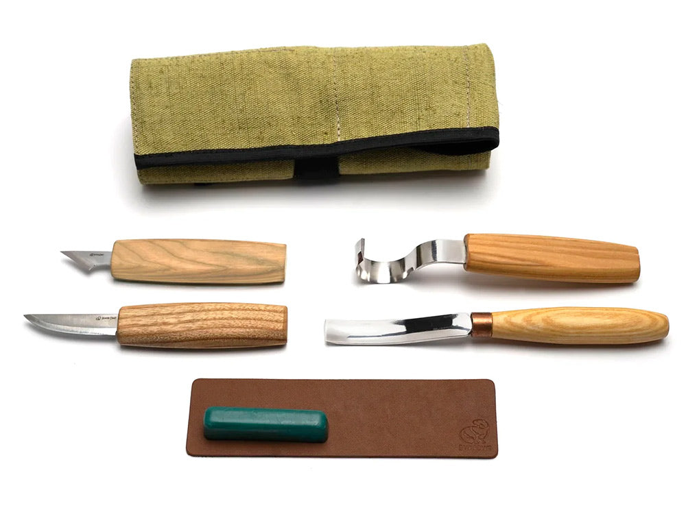 ビーバークラフト コンパクトノミ スプーン彫刻用木彫りツールセット Beaver Craft S49 Spoon Carving with compact chisel Set