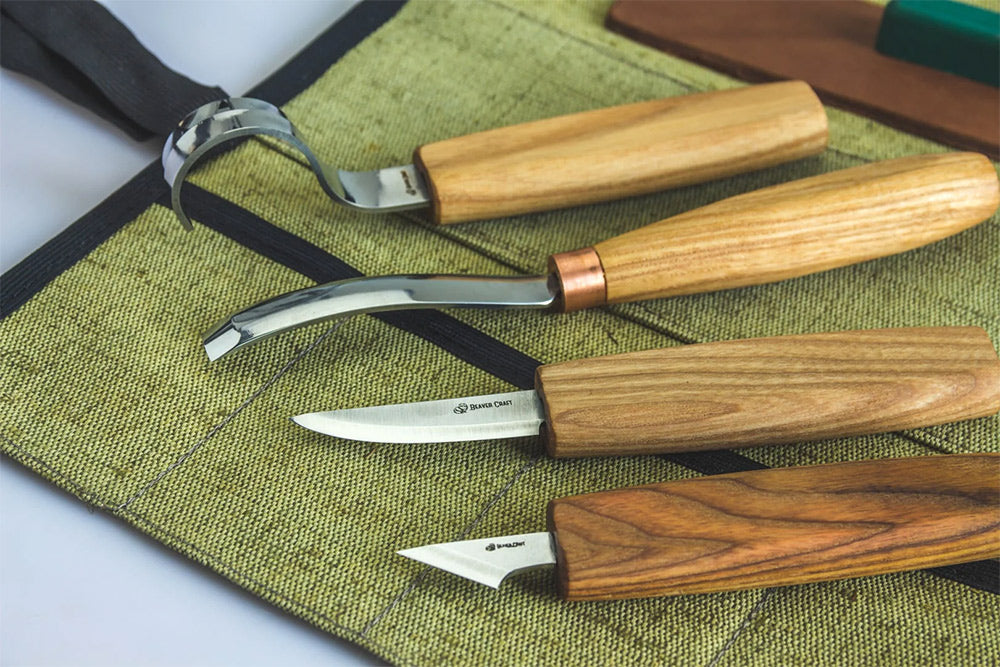 ビーバークラフト コンパクトノミ スプーン彫刻用木彫りツールセット Beaver Craft S49 Spoon Carving with compact chisel Set