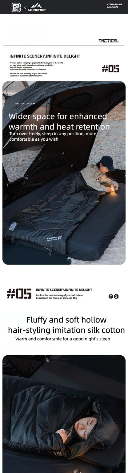 山趣（ShineTrip）05シリーズ シールスリーピングバッグ G160 G230 G300 220×80cm（ブラック／グリーン）