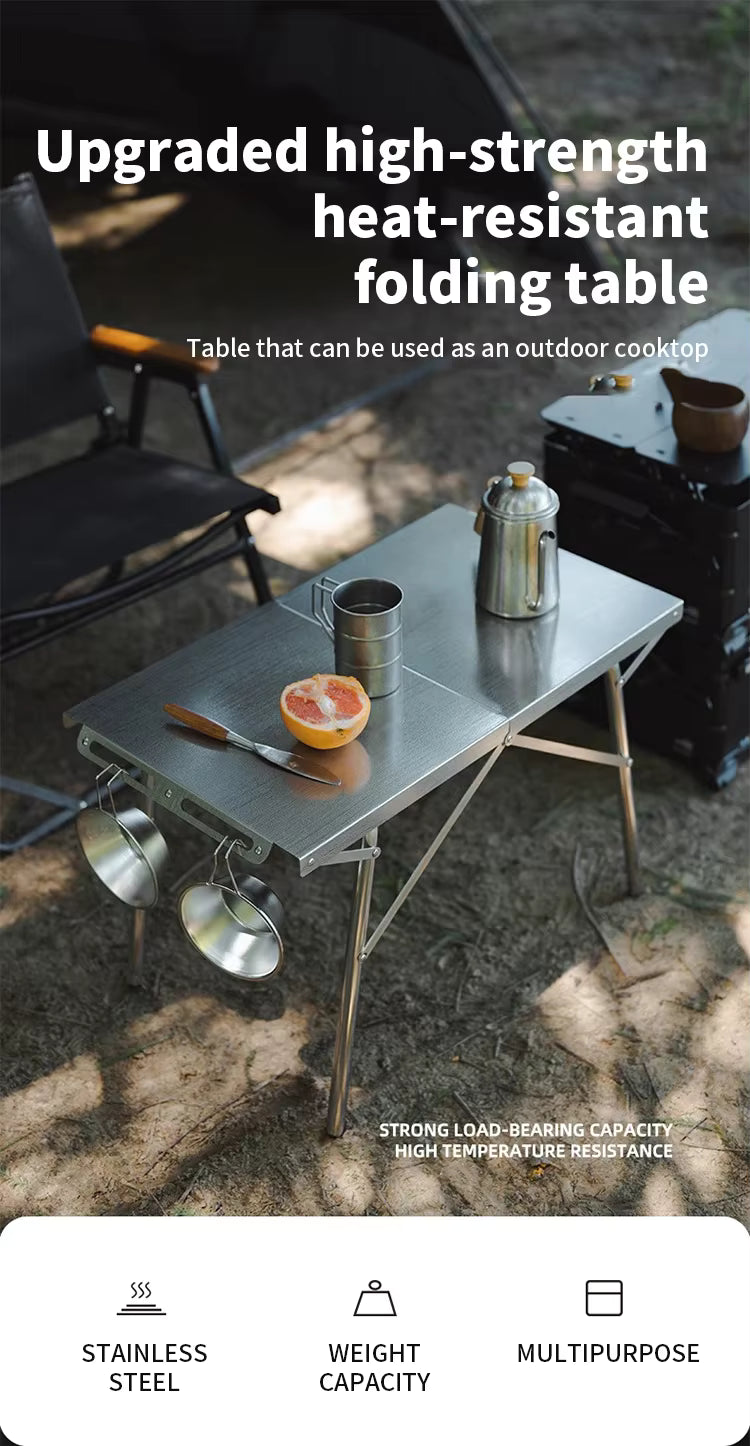 SHINETRIP ステンレス 耐熱 折りたたみキャンプテーブル（収納バッグ付）A451-T00