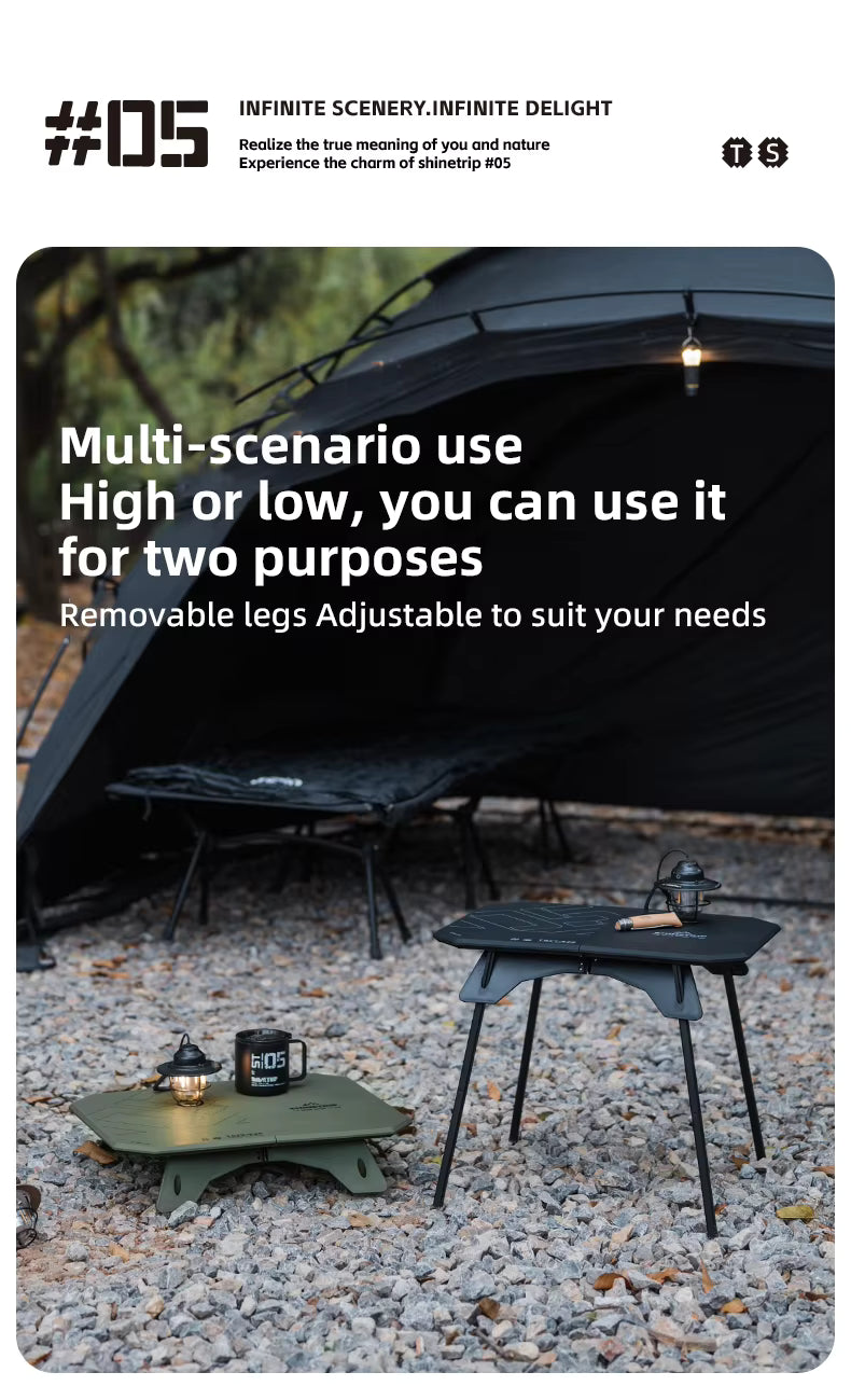 山趣（やましゅみ） SHINETRIP シャイントリップ #05 Series Ultralight Dual Purpose Folding Table 超軽量 デュアルパーパス フォールディングテーブル（A512-H00 / A512-D00）