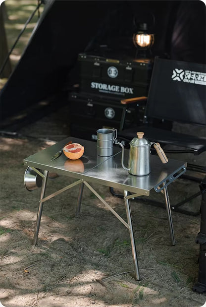 SHINETRIP ステンレス 耐熱 折りたたみキャンプテーブル（収納バッグ付）A451-T00