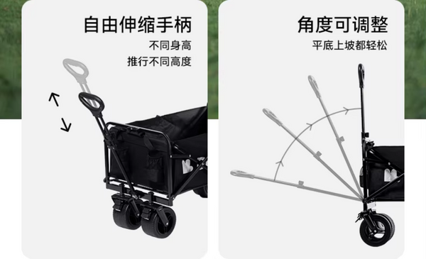 BLACKDOG Camping cart ブラックドッグ フォールディングキャリーワゴン キャンプカート キャンプワゴン 折りたたみカート 天板付属