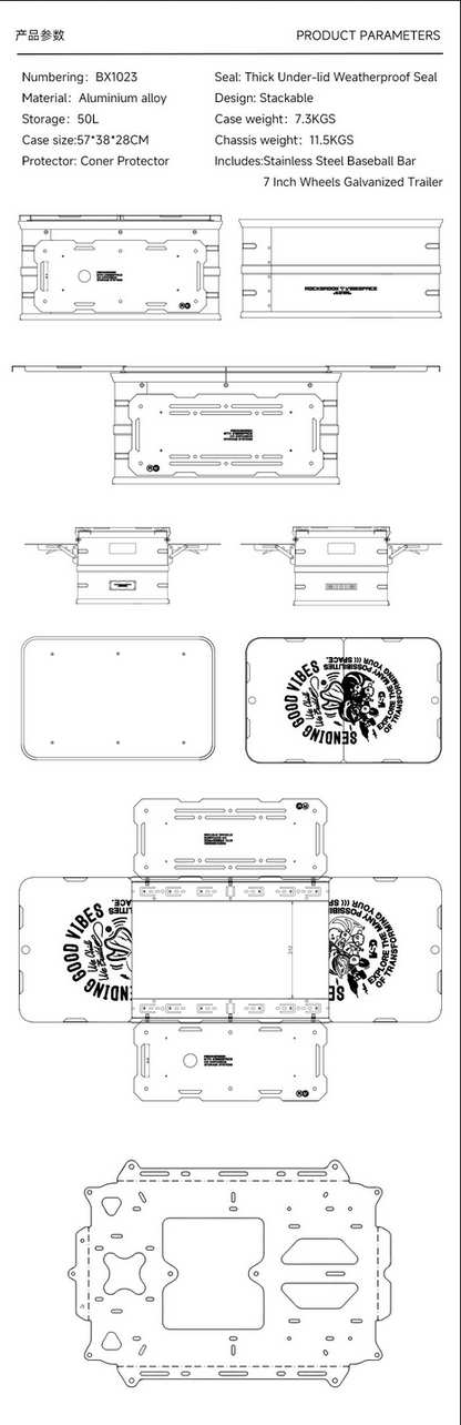 ロックブルック 50Lブラックアルミワゴンボックス Rockbrook 50L BLACK Aluminium Wagon Box KARGO SUPERPLAY BX1023