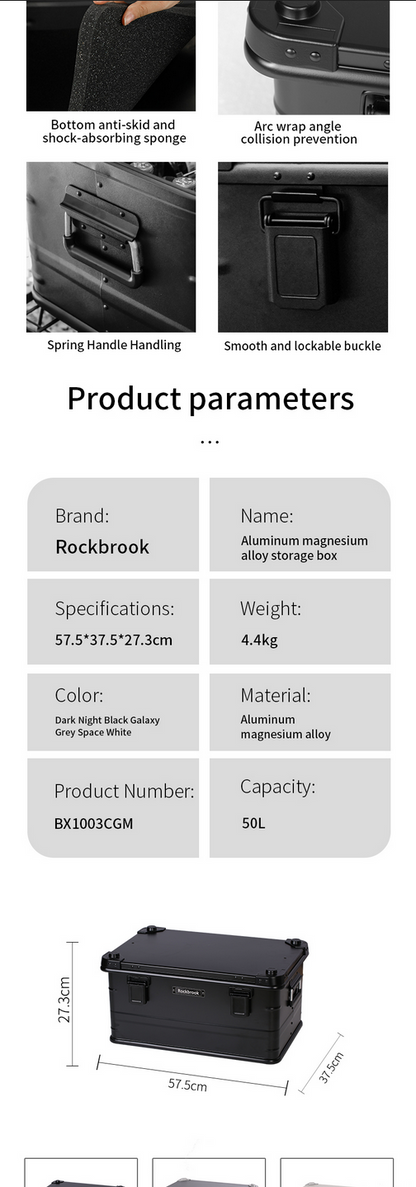 ロックブルック 30L 50L 95L アルミストレージボックス Rockbrook Aluminium Storage Box FROST BX1003BKS