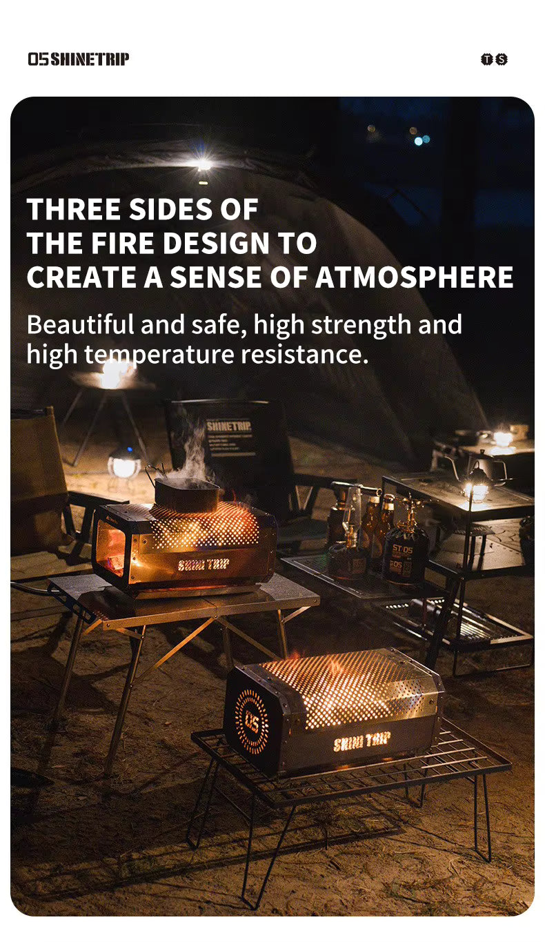山趣（ShineTrip） 05シリーズ ステンレス 折りたたみキャンプテーブル＆卓上ストーブ 2点セット