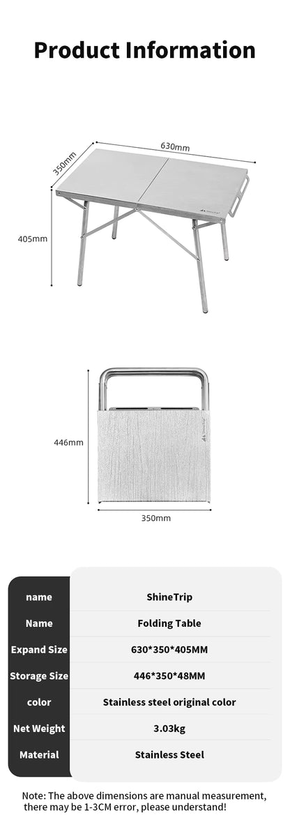 山趣（ShineTrip） 05シリーズ ステンレス 折りたたみキャンプテーブル＆卓上ストーブ 2点セット