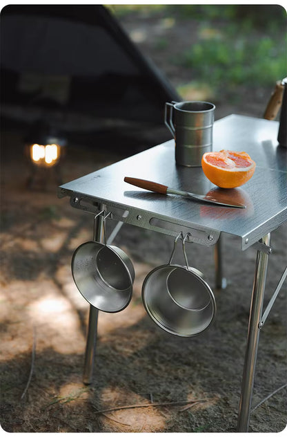 山趣（ShineTrip） 05シリーズ ステンレス 折りたたみキャンプテーブル＆卓上ストーブ 2点セット