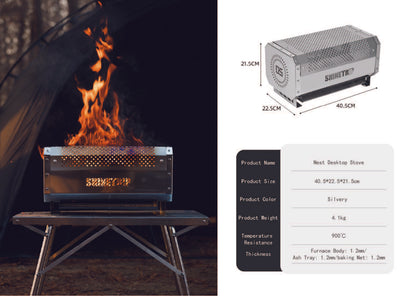 山趣（ShineTrip） 05シリーズ ステンレス 折りたたみキャンプテーブル＆卓上ストーブ 2点セット