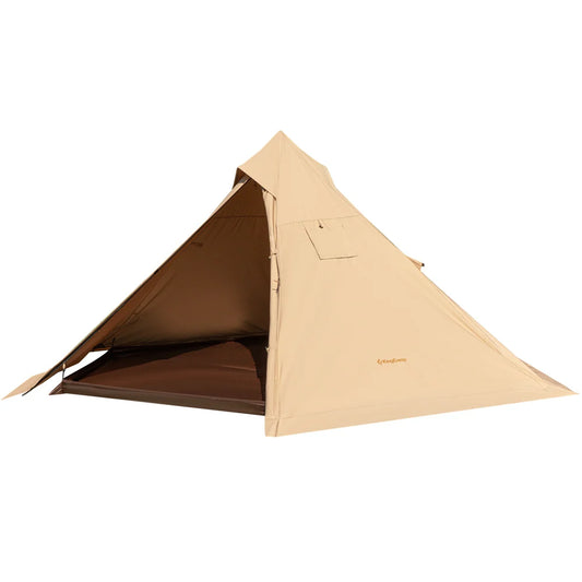 【KingCamp｜キングキャンプ】TURINO ワンポールテント 第一世代改良型｜TC生地・煙突口付き・ソロ〜デュオ対応（カーキ）