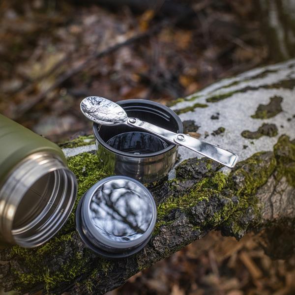 M-TAC（エムタック） Stainless 750 ml Thermos with Folding Spoon ステンレス サーモス 750ml フォールディングスプーン付き（60056001）