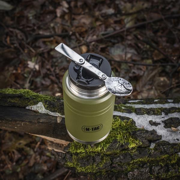 M-TAC（エムタック） Stainless 750 ml Thermos with Folding Spoon ステンレス サーモス 750ml フォールディングスプーン付き（60056001）