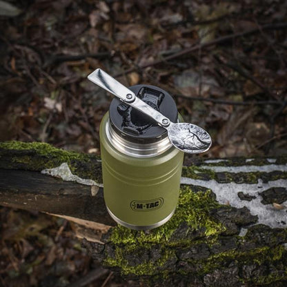 M-TAC（エムタック） Stainless 750 ml Thermos with Folding Spoon ステンレス サーモス 750ml フォールディングスプーン付き（60056001）