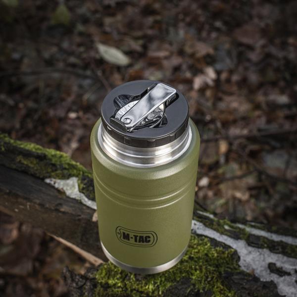 M-TAC（エムタック） Stainless 750 ml Thermos with Folding Spoon ステンレス サーモス 750ml フォールディングスプーン付き（60056001）