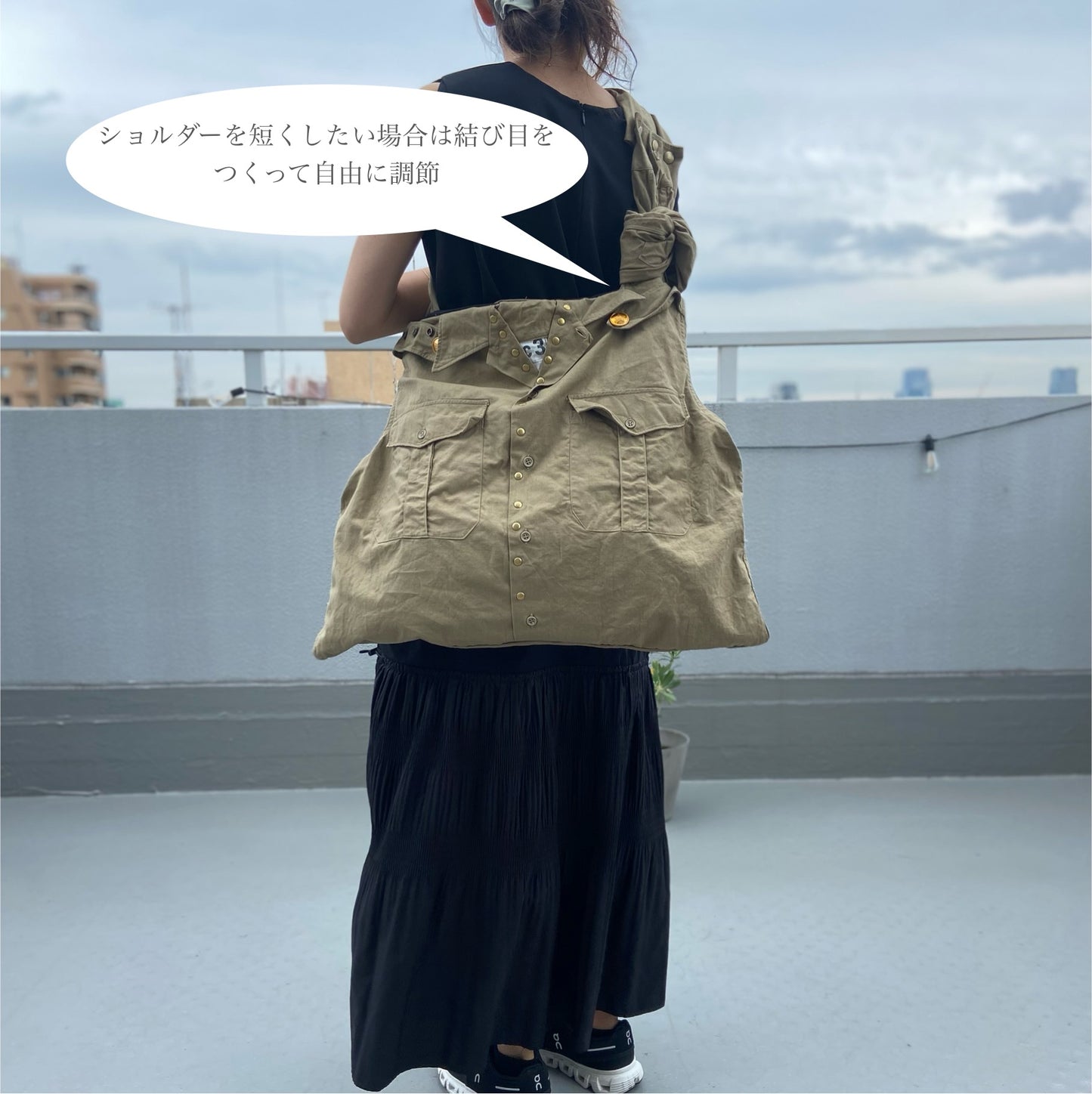 【Yabo】フランス軍ミリタリーリメイク 2WAYショルダーバッグ｜F2ジャケット＆M47チノシャツ使用｜A4対応・ユニセックス可