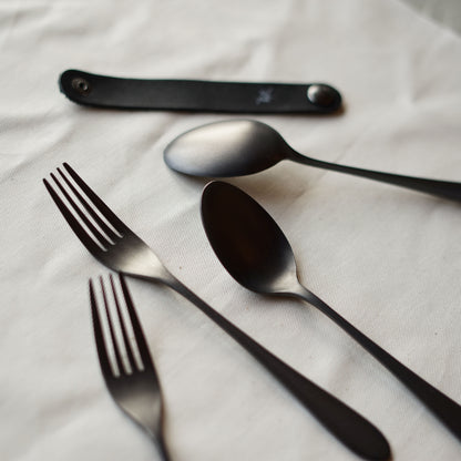 【96 KURO】カトラリー贈りものパッケージAざらざら｜黒染めステンレス製ギフトセット・日本製