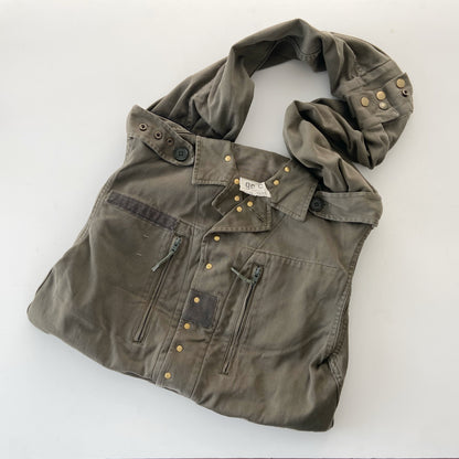 【Yabo】フランス軍ミリタリーリメイク 2WAYショルダーバッグ｜F2ジャケット＆M47チノシャツ使用｜A4対応・ユニセックス可