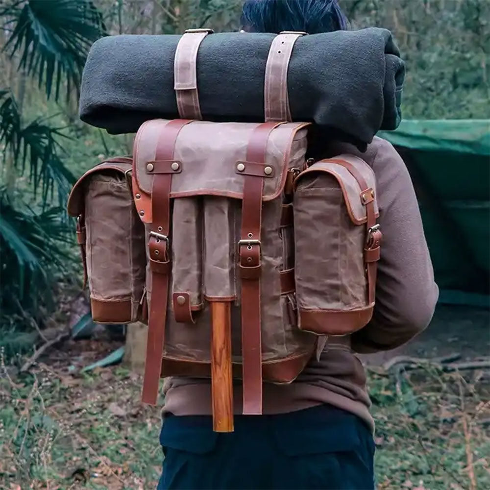 ビッグベア ブッシュクラフトバッグ 25L キャンバスヴィンテージ 本革バックパック BAG-01 Big Bear Bushcraft Bag