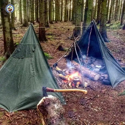 ビッグベア ブッシュクラフトポーランドテント ポーランド軍幕ポンチョテント 多機能ポンチョ Pyramid Tent-01 Big Bear Bushcraft Poland Tent