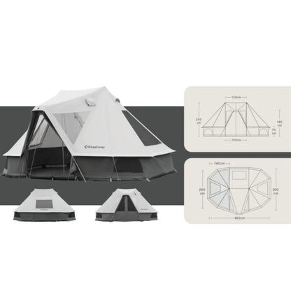 【KingCamp｜キングキャンプ】Khan Villa Tent｜グレー｜8人用 コットン グランピングテント（4シーズン対応）