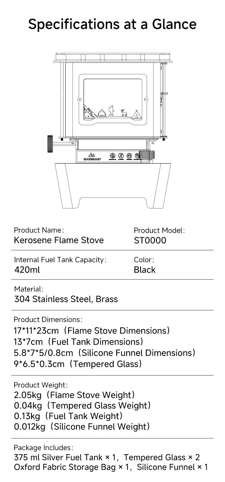 ROCKBROOK ロックブルック ST0000 ヴィンテージ ポータブル 灯油ストーブ Retro Portable Kerosene Heater Stove