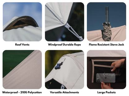 【KingCamp｜キングキャンプ】Khan Villa Tent｜グレー｜8人用 コットン グランピングテント（4シーズン対応）