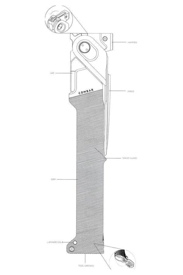 COMBAR コンバー 20年保証 アウトドア用スーパーツール マルチツール ハンマー 斧 シャベル ナイフ ノコギリ