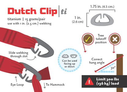 DutchWare Gear ダッチウェアギア Titanium Dutch Clips (Pair) タイタニウム ダッチクリップ ペア MUS023