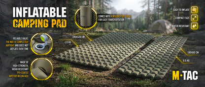 M-TAC（エムタック） M-TAC Inflatable Sleeping Pad シングル エアーマット 195×60×5cm（60018001）オリーブ