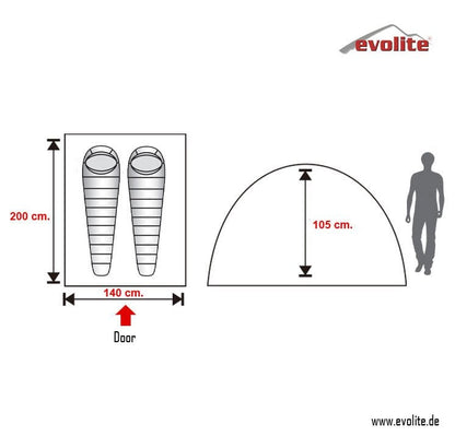 Evolite（エボライト）Trip Mono Dome 2 Person Tent（トリップ モノドーム 2人用テント）2人用 3シーズン ドームテント E-9208