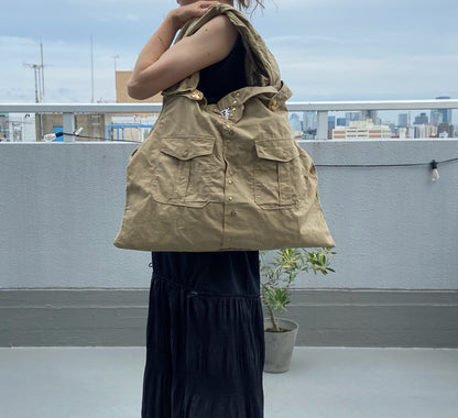 【Yabo】フランス軍ミリタリーリメイク 2WAYショルダーバッグ｜F2ジャケット＆M47チノシャツ使用｜A4対応・ユニセックス可