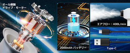 【KingCamp｜キングキャンプ】AIR PUMP｜電動エアーポンプ USB充電式 4種類ノズル付き