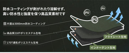 【KingCamp｜キングキャンプ】ドームテント拡張テント 2〜4人用｜前庭付き・4シーズン対応（ベージュ／グリーン）