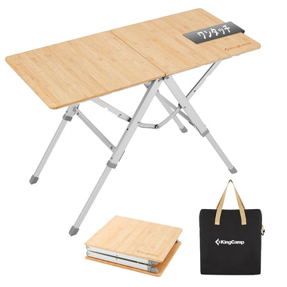 【2025 NEW】【KingCamp｜キングキャンプ】アウトドアテーブル 竹製キャンプ折りたたみ式 組立不要（イエロー）