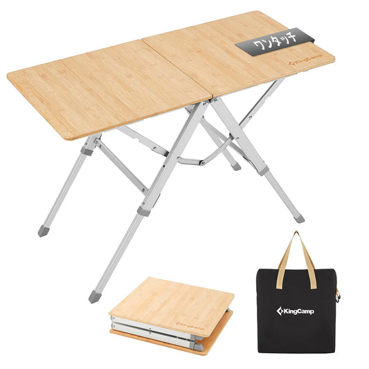 【2025 NEW】【KingCamp｜キングキャンプ】アウトドアテーブル 竹製キャンプ折りたたみ式 組立不要（イエロー）
