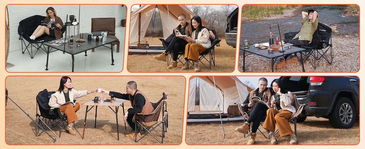 【KingCamp｜キングキャンプ】CANNA C20 二人掛けアウトドアチェア｜折りたたみ式 耐荷重200kg 肘掛け付き