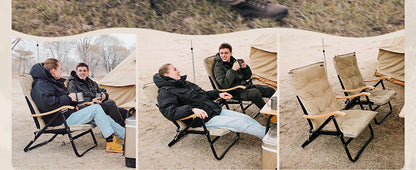 【KingCamp｜キングキャンプ】Mesh Beach Chair Plus｜4段階リクライニング 折りたたみ式チェア クッション＆竹製アームレスト付き