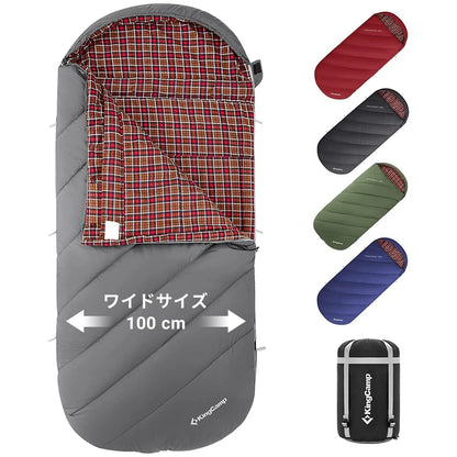 【KingCamp｜キングキャンプ】FREESPACE 250｜封筒型ワイド寝袋｜フランネル裏地・オールシーズン対応（4カラー）
