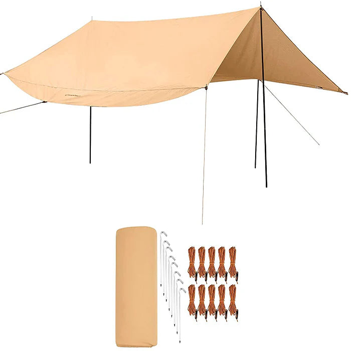 【KingCamp｜キングキャンプ】T/Cサンシェルター 六角タープ 4.2×4.2m（カーキ）