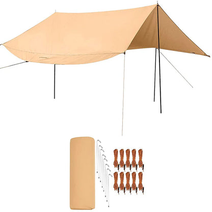 【KingCamp｜キングキャンプ】T/Cサンシェルター 六角タープ 4.2×4.2m（カーキ）