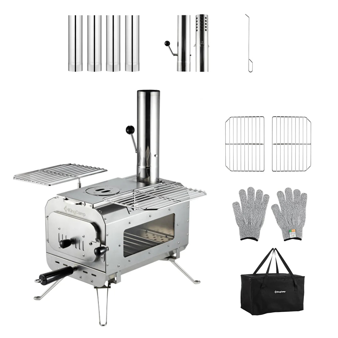【KingCamp｜キングキャンプ】Surefire Stove Sサイズ｜ステンレス製 薪ストーブ 煙突・収納バッグ付き