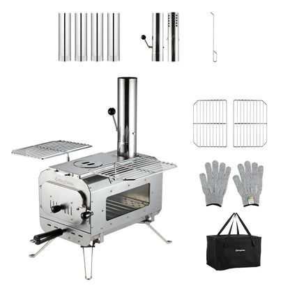 【KingCamp｜キングキャンプ】Surefire Stove Sサイズ｜ステンレス製 薪ストーブ 煙突・収納バッグ付き