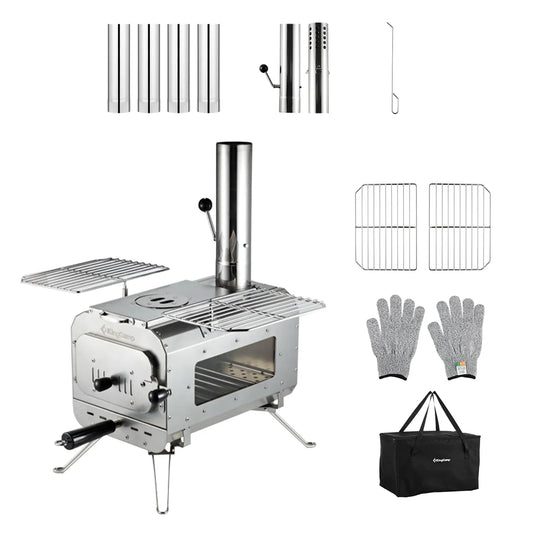 【KingCamp｜キングキャンプ】Surefire Stove Sサイズ｜ステンレス製 薪ストーブ 煙突・収納バッグ付き