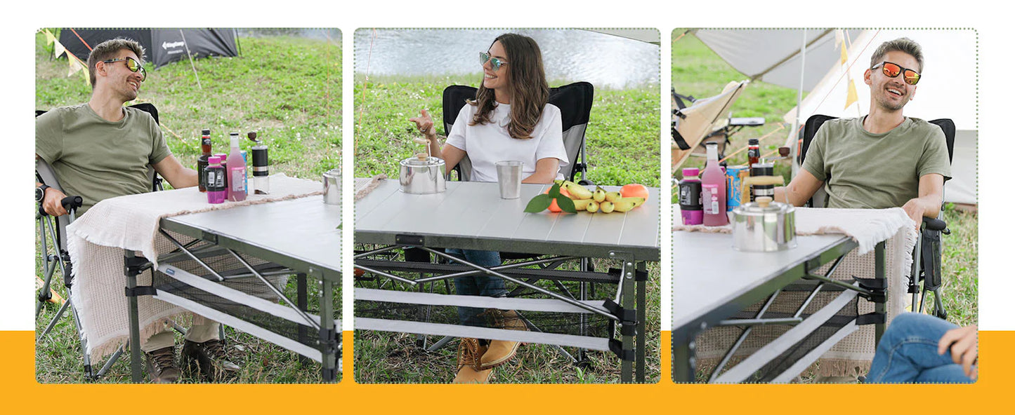 【KingCamp｜キングキャンプ】アウトドアテーブル アルミキャンプ ロールテーブル（ブラック／シルバー）